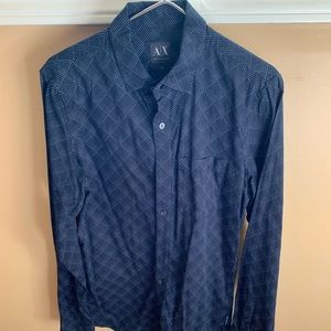 Armani exchange dress shirt navy and white size S
